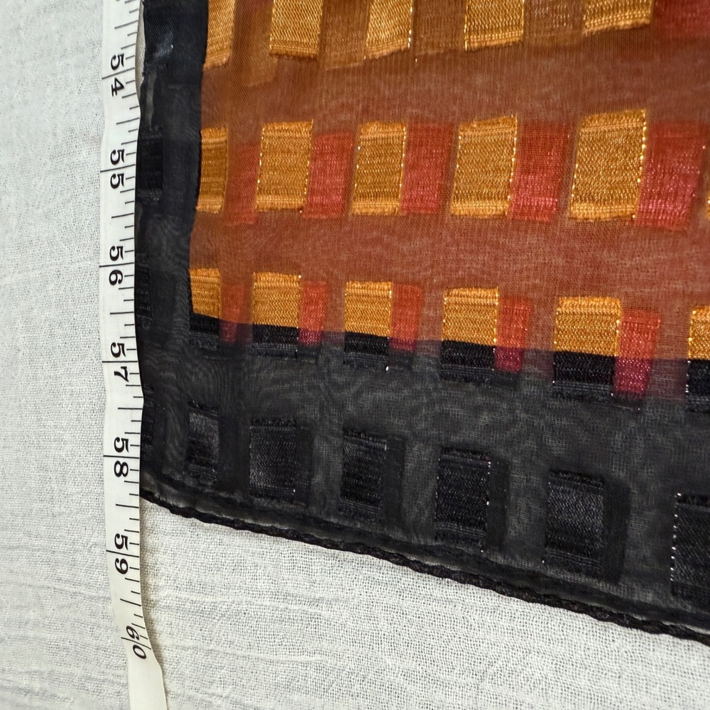 Sheer Geometric Scarf Red Gold Pink Black Sheer‎ Patterned Accessory - Picture 5 of 5